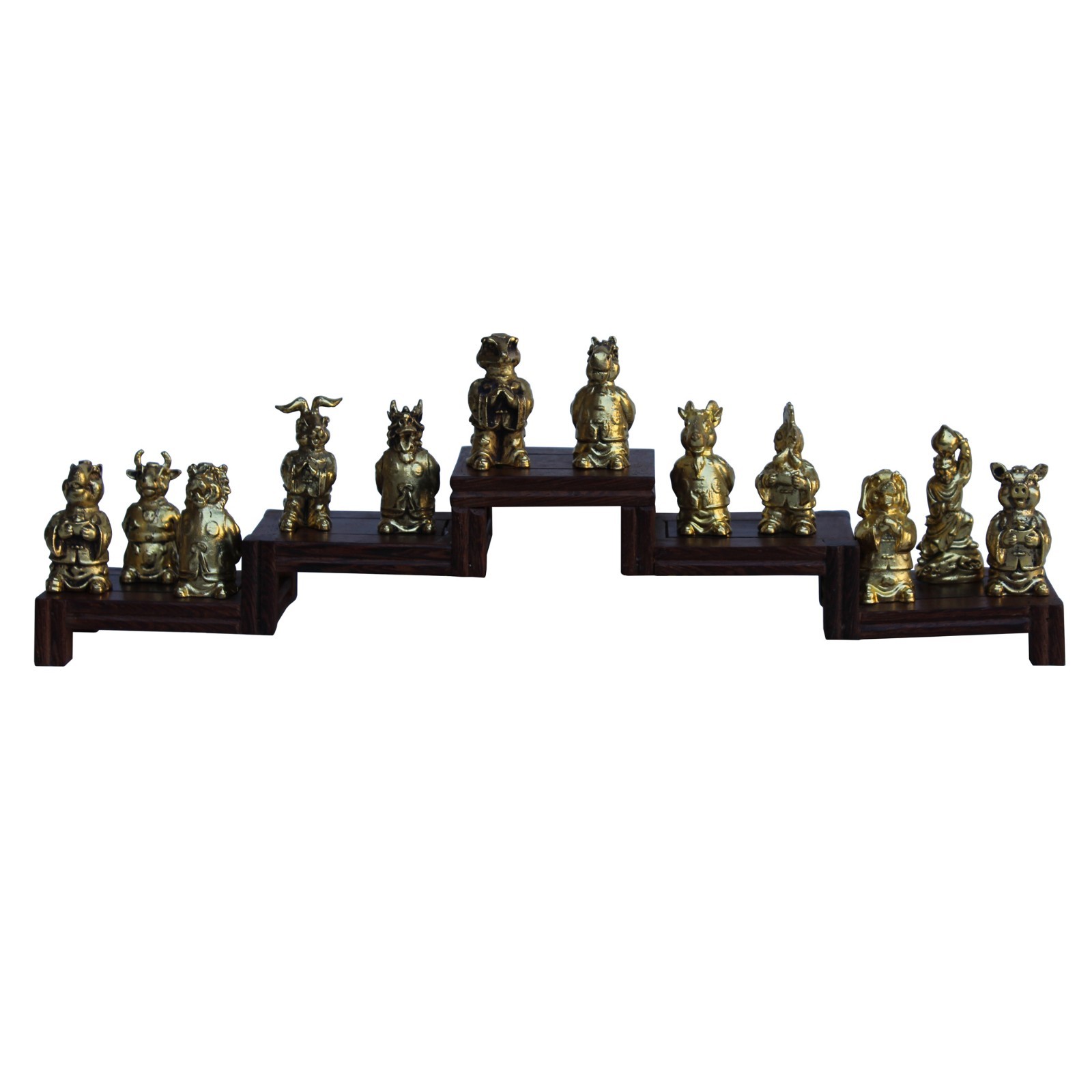 Set of 12 Chinese Animal Zodiac Metal Miniature Figures cs4819S Set of 12 Chinese Animal Zodiac Metal Miniature Figures cs4819S