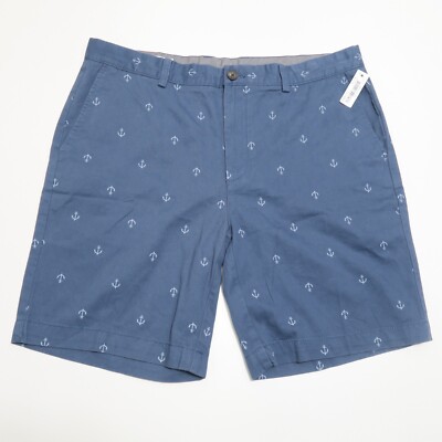 Amazon Essentials Chino Shorts Mens 36 Blue Navy Anchor Slim Fit Cotton New