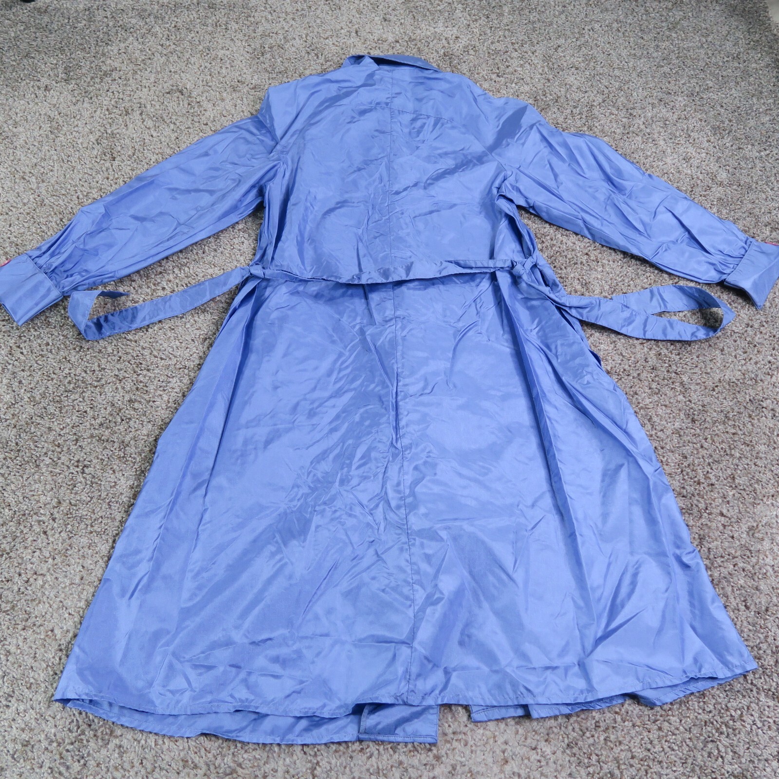 Vintage Totes Rain Jacket Womens 6 Blue Lightweight Long Belt Raincoat 80s Wind