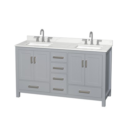 Wyndham Collection WCS141460D-QTZ-US3MXX Sheffield 60'' - Gray / Giotto Quartz