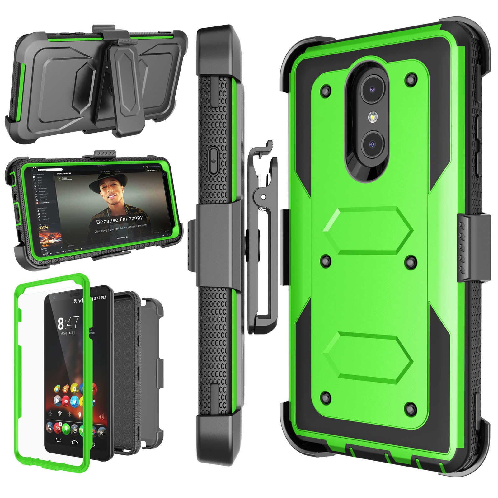 For LG Stylo 4 Case Heavy Duty Built-in Screen Protector Belt Clip Kickstand