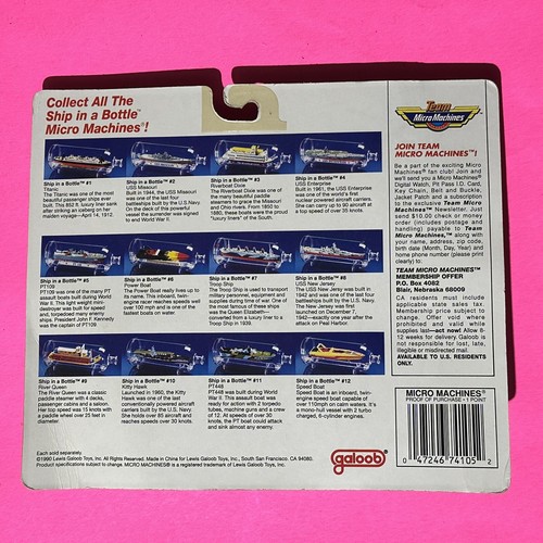 Micro Machines Ship In A Bottle #6 (1990) Power Boat + Minnesota License Plate