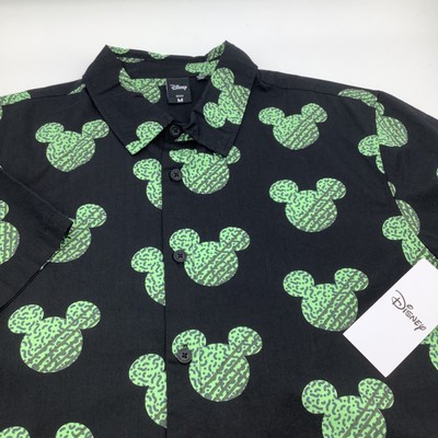 Disney Neff Mens Short Sleeve Mickey Mouse Button Up Shirt Size Medium NWT
