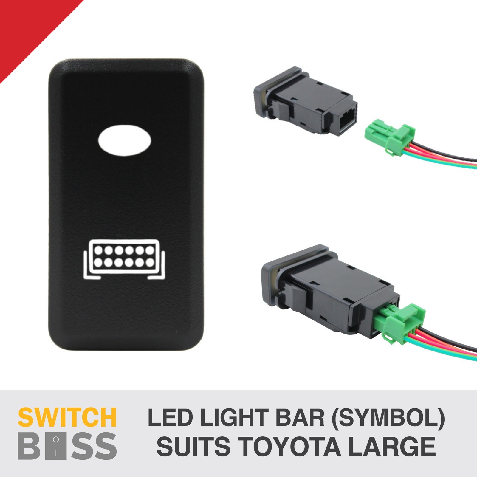 LED LIGHT BAR (Symbol) RED LED Push Switch Suit LARGE Toyota Landcruiser Prado