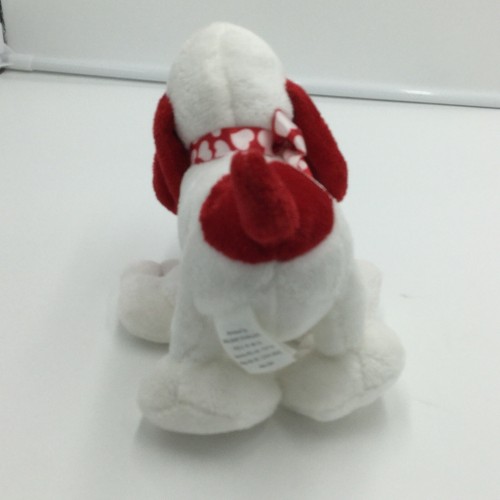 Walmart Red White Puppy Dog Plush Heart Nose Soft Toy Stuffed Animal 7