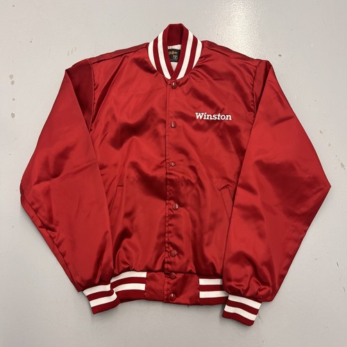 Vintage 80s Swingster Winston Cup NASCAR Red Satin Snap
