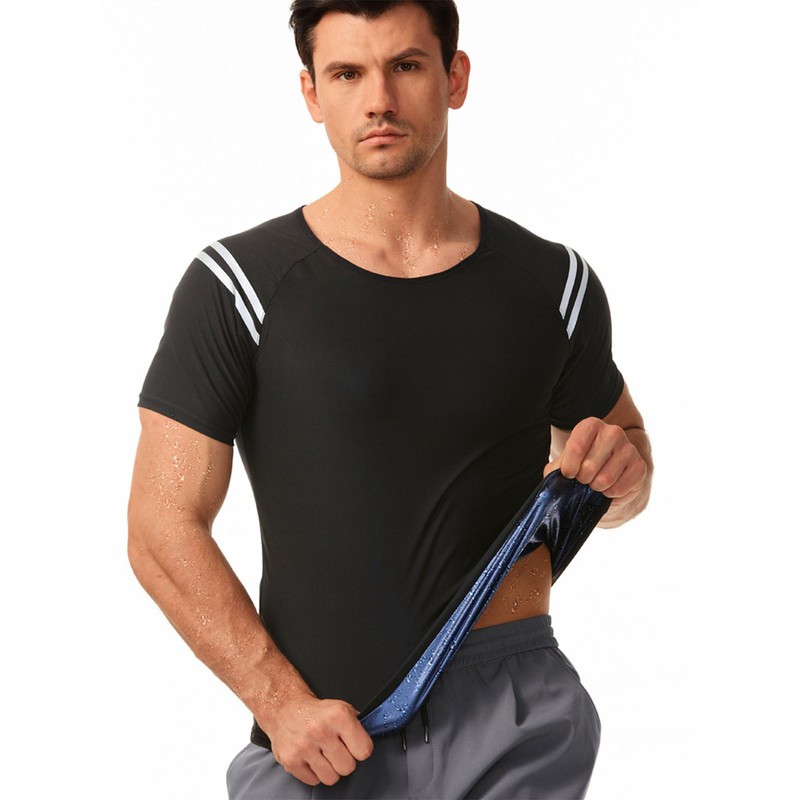Mens Sauna Sweat Suit Heavy Duty Track Weight loss Slimming Boxing Gym T-Shirt