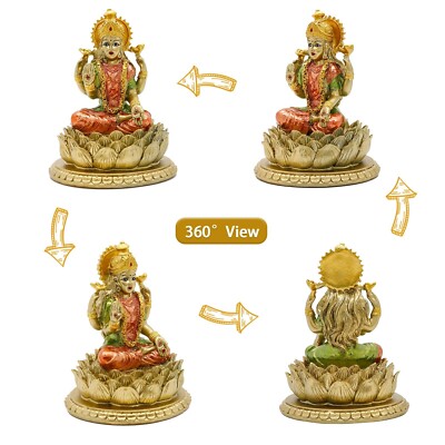 Lakshmi On Lotus 6.5" H lndian God Laxmi Statue Hindu Murti Item Home Temple ...