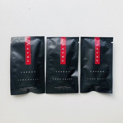 3 x Prada Luna Rossa Carbon Eau De Toilette EDT Spray Sample 0.05 oz / 1.5 ml 