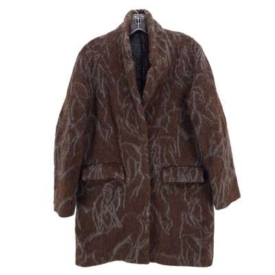 BILLY REID Women's Coat Wool Alpaca Silk Fuzzy Brown Gray Size 2