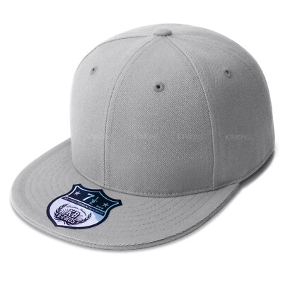 Premium Solid Fitted Baseball Cap Hat Blank Plain Flat Bill 9-Sizes Trucker