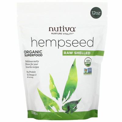 Nutiva Hempseed Organic Superfood Raw Shelled 12 унций 340 г B Corp, кошерный,