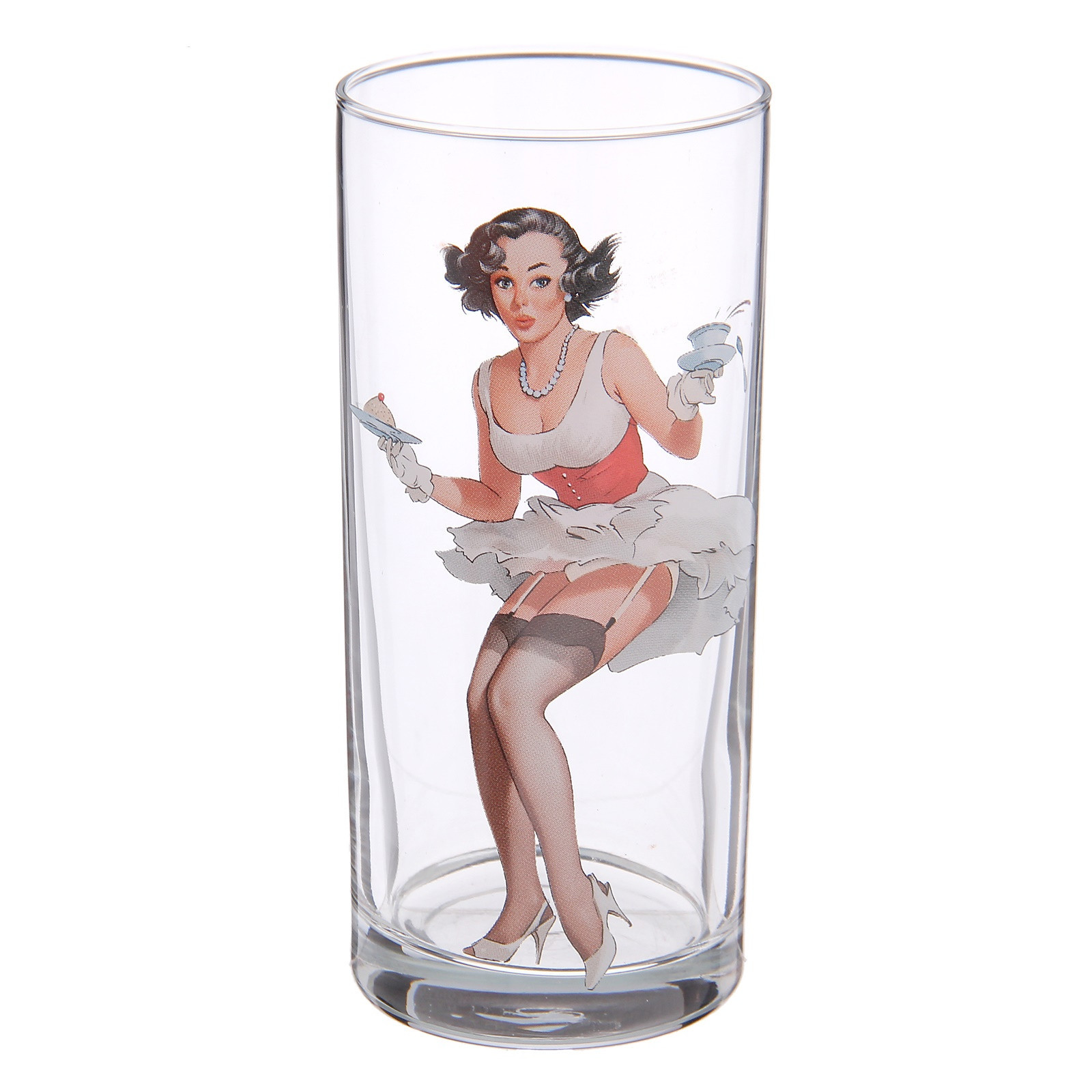 SET OF 6 Pin-Up Girls Tall Drinking Highball Tumbler Pop Art Glasses 6x10 oz