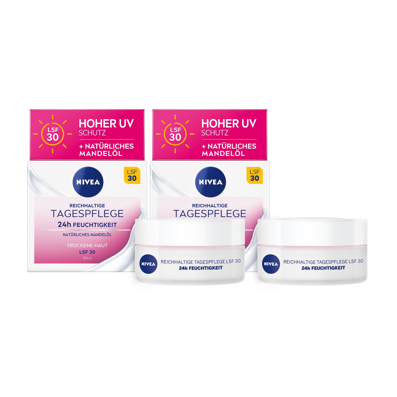 NIVEA Reichhaltige Tagespflege für trockene Haut mit Mandelöl LSF30 2 x 50ml - Bild 1 von 5