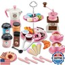 GIFTRRTOY Pretend Tea Party Set for Little Girls, 41 PCS Coffee Maker Set and Play Food Dessert Set for Kids Age 3 4 5 6 7 8 9（Pink）