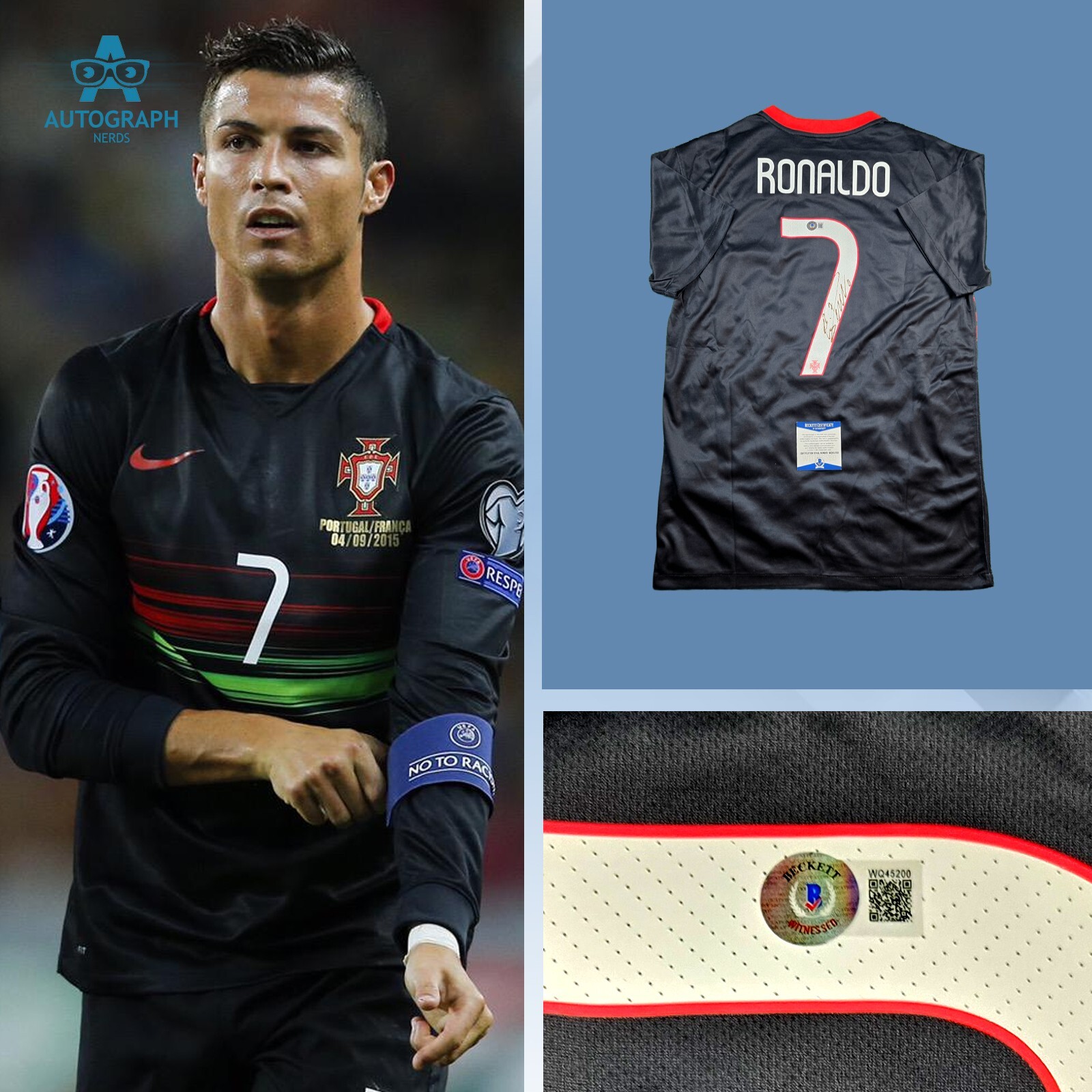 Cristiano Ronaldo サイン入りポルトガルジャージ 直筆サイン入り】ロナウド ポルトガル代表ユニフォームの販売