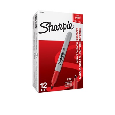 12 Pack Red Sharpie PERMANENT Markers Fine 30002 FREE SHIPPING BUY4 GET 5% OFF