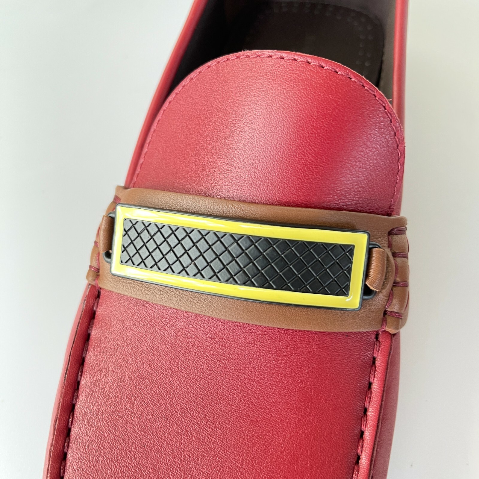 Pre-owned Bottega Veneta Men's Tennis Calf Leather Red Driver Shoe, 548292