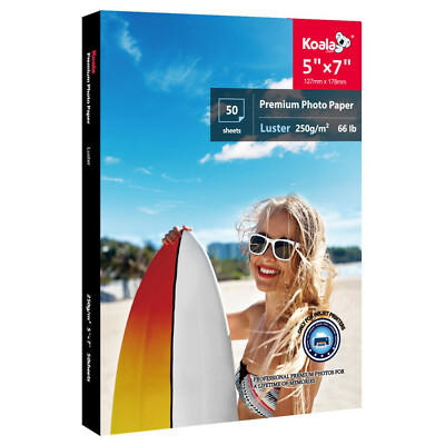 Koala Premium Photo Paper 5x7 Luster 66lb Heavy Weight Inkjet HP Canon 50 Sheets