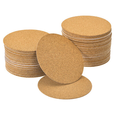 100pcs Self-Adhesive Cork Round, 3 inch Cork Backing Sheets Cork Coasters