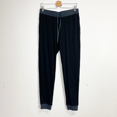 Daniel Buchler Lounge Pants Mens Size Medium Black with Blue Gray Trim NEW NWOT