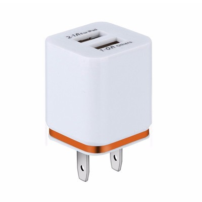 Dual USB Port Wall Plug Adapter Fast Charging Charger Portable for Travel