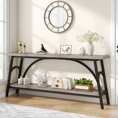 71'' Farmhouse Console Table for Entryway, Long Narrow Sofa Table with Storage