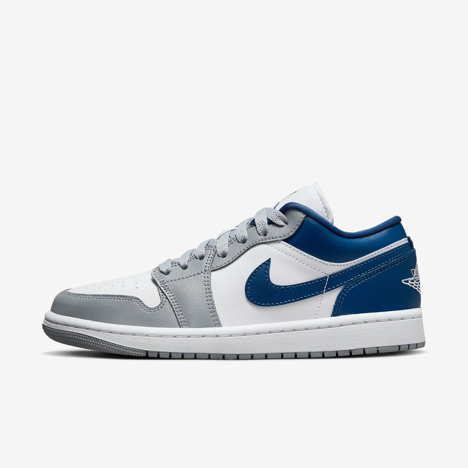 

Jordan 1 Low White Grey Blue DC0774-042 WMNS Shoes Кроссовки, Stealth/french blue/white, Jordan 1 Low White Grey Blue