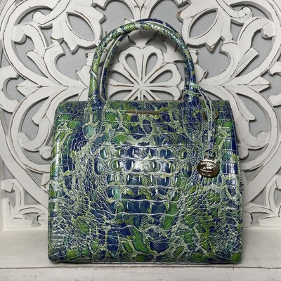 Brahmin Small Caroline Satchel Green Viper Melbourne Leather