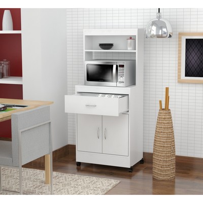 Inval Microwave Cart with Storage White 56 x 24 x 26