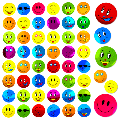 480 Smiley Sticker Freude Positiv Frech Bunt Deko Verzierung Basteln Kinder