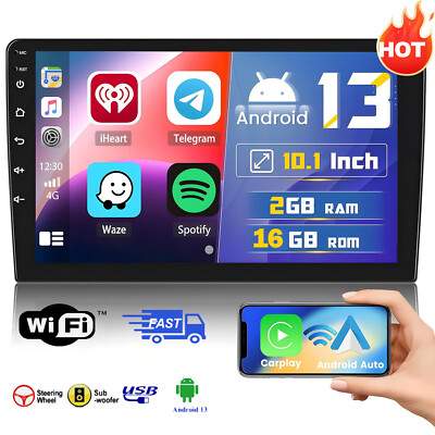 Car Stereo Radio Auto Carplay Android 13 10.1'' Double 2Din Touch Screen GPS WIFI