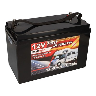Kraftmax LiFePO4 Akku 12V 100Ah inkl. Bluetooth Versorgungsbatterie Wohnwagen