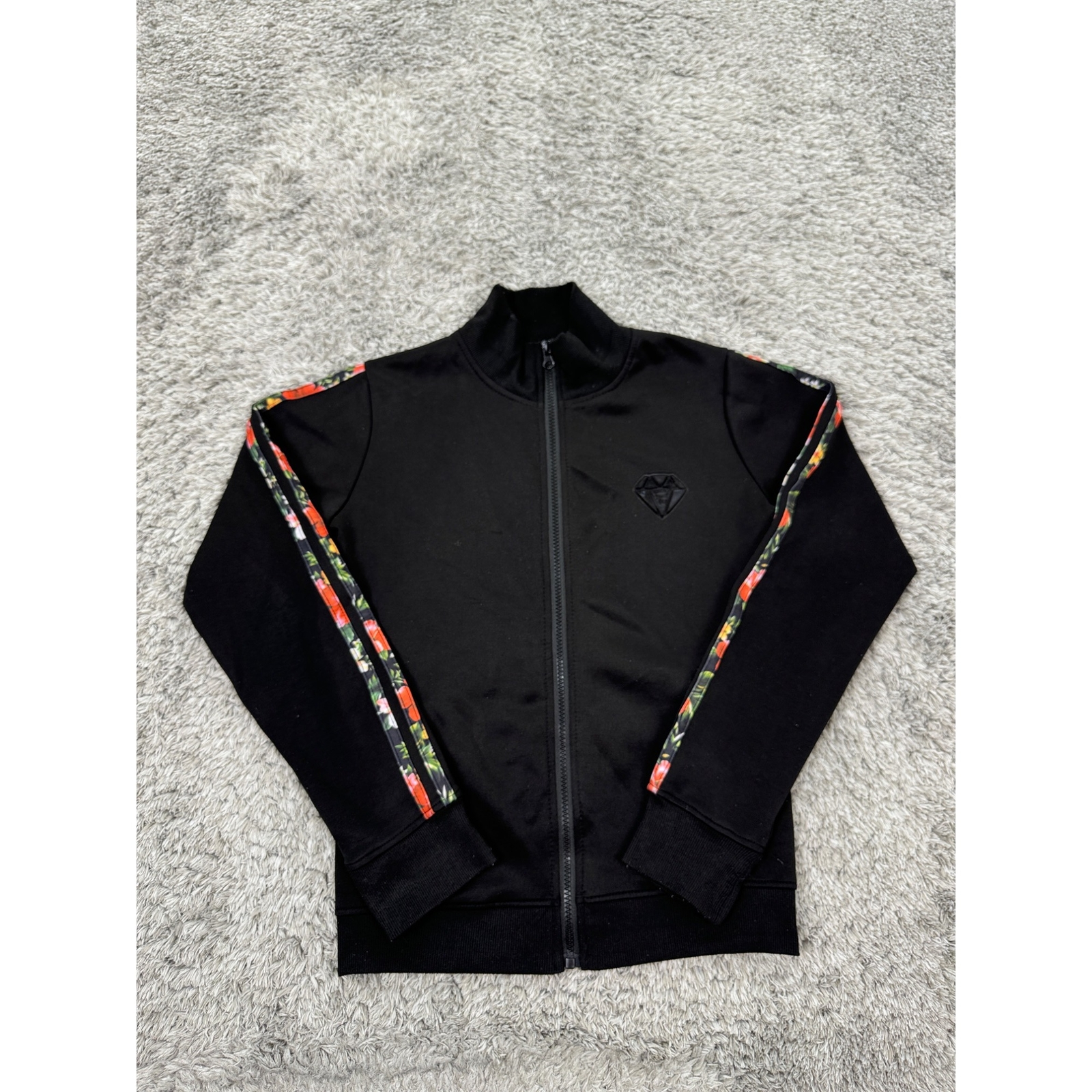 Diamond Stash Jacket Boys Medium Black Floral Striped Full