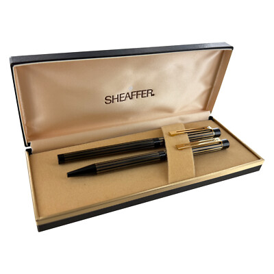 Sheaffer Targa Slim Black 23K Gold Electric-Plated Accents Fountain Ballpoint