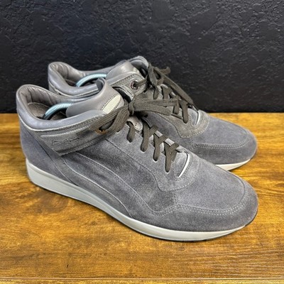 Santoni Club Grey Suede Leather Sneakers Mens Size 9 Made in Italy