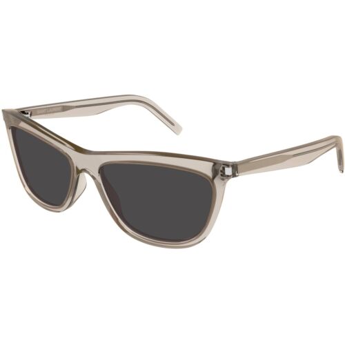 Pre-owned Saint Laurent Men's Sunglasses Black Metal Oval Frame Silver Lens Sl561 003