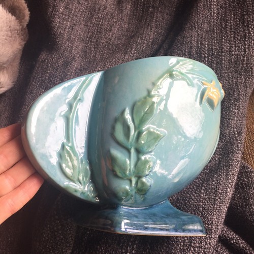 Vintage ROSEVILLE POTTERY Pattern No. 241-6 WINCRAFT BLUE VASE High Gloss c.1948