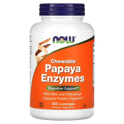 Now Foods Papaya Enzymes Chewable 360 леденцов с гарантией качества GMP, кошерные