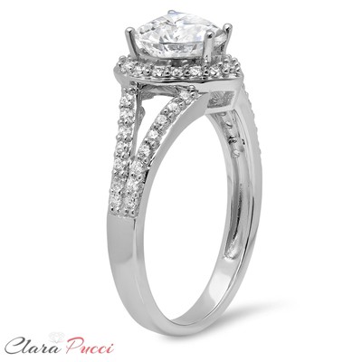 Pre-owned Pucci 1.75ct Heart Simulated Halo Solitaire Promise Anniversary Ring 14k White Gold In White/colorless