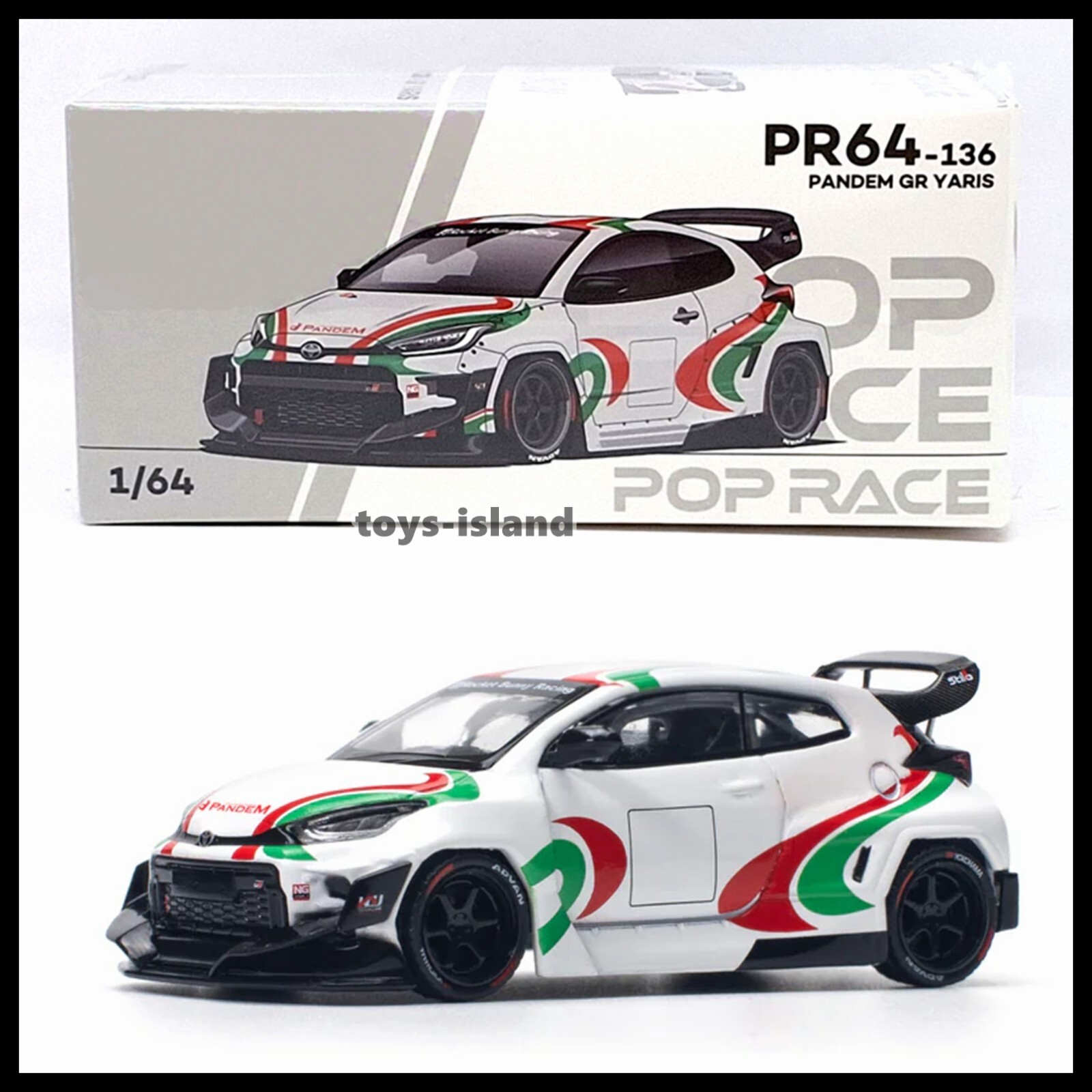 POP RACE PANDEN GR YARIS 1/64 2台セット POPRACE PR64-136 1/64 Toyota Pandem GR Yaris Rally Livery