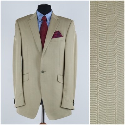 Mens Vintage Beige Blazer 40L US HENKTERHORST Striped Wool Sport Coat Jacket
