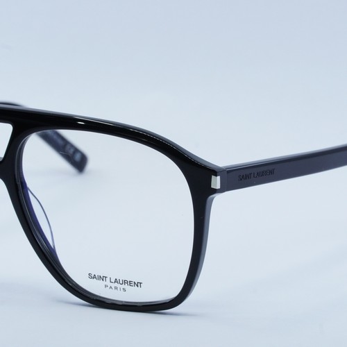 Pre-owned Saint Laurent Sl596duneopt 001 Shiny Black 58mm 58-14-145 Sunglasses In Clear Demo Lens