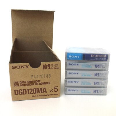 New Lot of 5 Sony DGD120MA DDS Data Catridges 4GB each Made in Japan B3