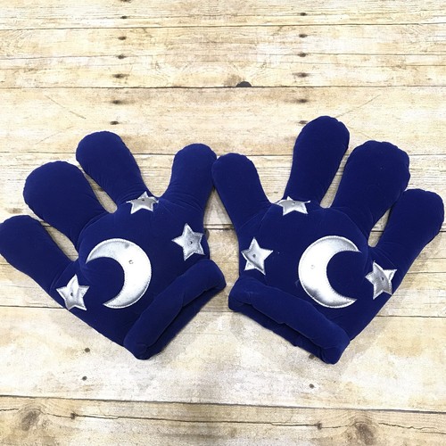 Disneyland World Mickey Mouse Fantasia Gloves Light Up Blue Velvet Park Resort