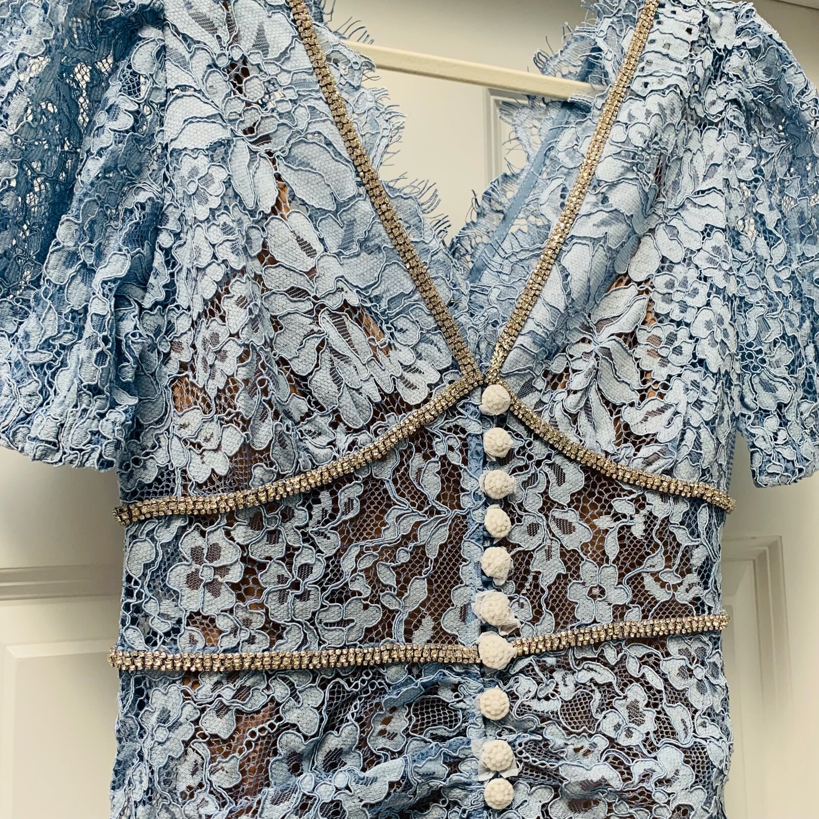 Pre-owned Self-portrait Baby Blue Light Camellia Cocktail Dress