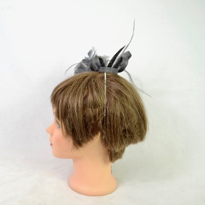 Jacques Vert Feather & Flower Fascinator Headband Grey