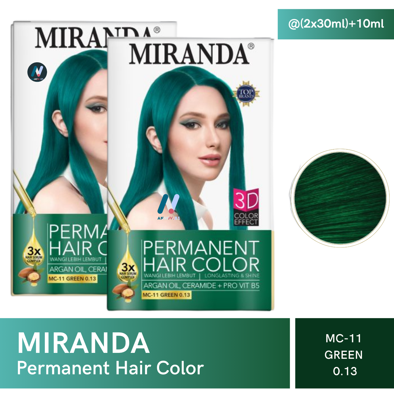 2X MIRANDA Premium 3D Permanent Hair Dye Shiny Moisture