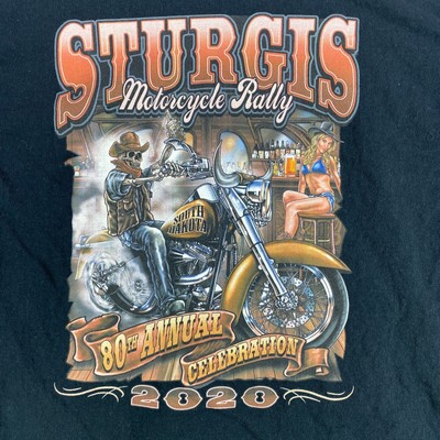 Sturgis Motorcycle Ralley 2020 Men Shirt L 80th Annual Celebration Short Sleeve