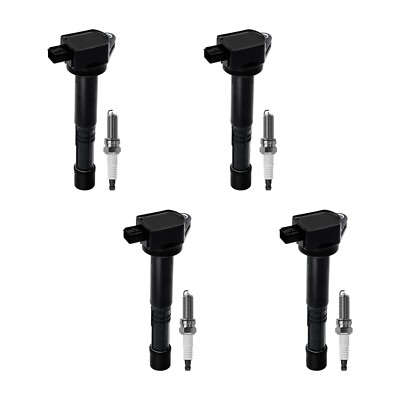 4Pcs Ignition Coil and Iridium Spark Plug For 2012-2015 Honda Civic UF602 97390